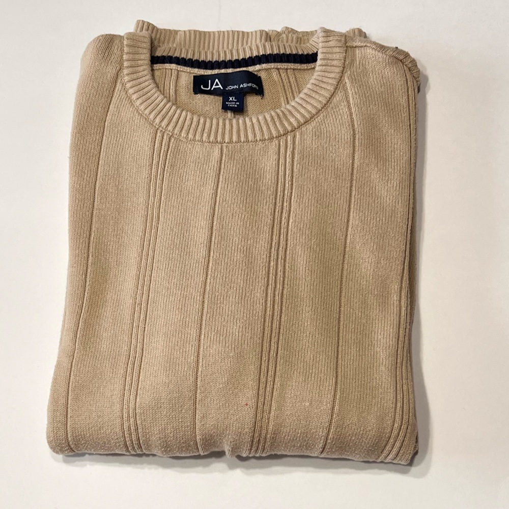 John Ashford - Men’s Tan Sweater - Size Extra Large - Very Good Condition